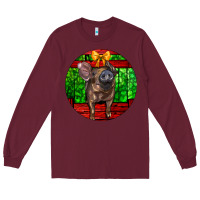 Burgundy christmas pig Long Sleeve Tee - LillyAllenDesigns