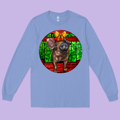 Christmas Pig Long Sleeve Tee Designed By Lillyallendesigns