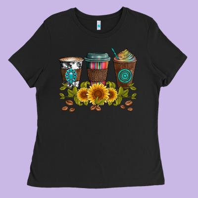Coffee Group And Sunflowers Ladies Tee Designed By Artiststas