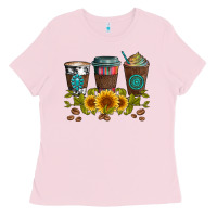 Bubblegum Pink coffee group and sunflowers Ladies Tee - Artiststas