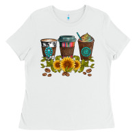White coffee group and sunflowers Ladies Tee - Artiststas