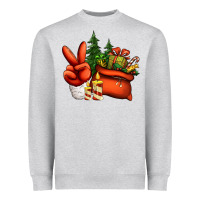 Heather Grey christmas santa claus peace hand Heavyweight Sweatshirt - Jasminsmagicworld