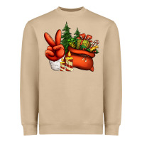 Christmas Santa Claus Peace Hand Heavyweight Sweatshirt | Teevron