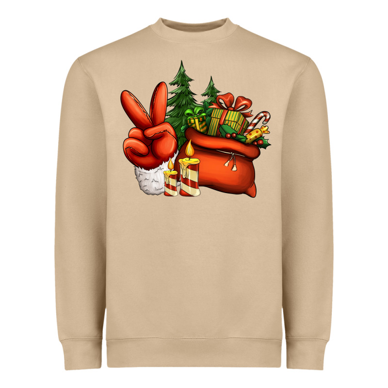 Christmas Santa Claus Peace Hand Heavyweight Sweatshirt by Jasminsmagicworld | Teevron