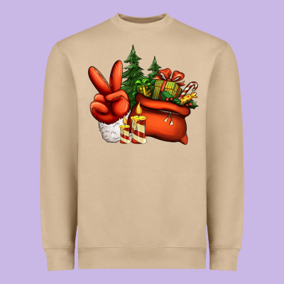 Christmas Santa Claus Peace Hand Heavyweight Sweatshirt Designed By Jasminsmagicworld