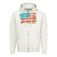 Oatmeal Heather American flag with leopard Zipper Hoodie - HowdyJamesFarm
