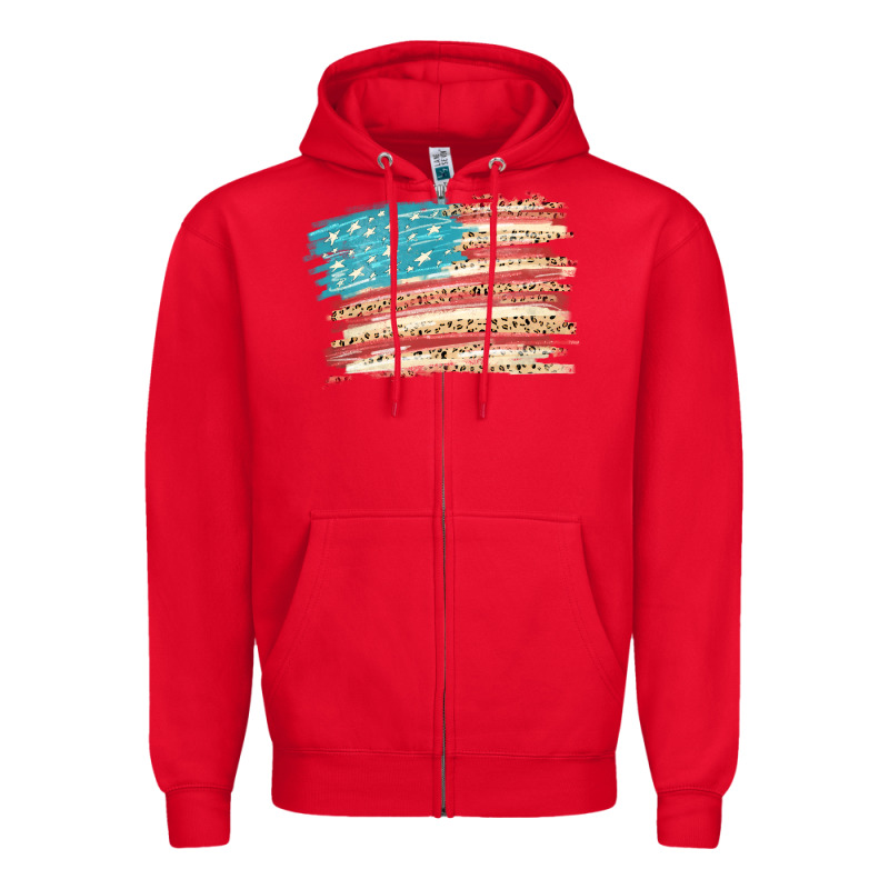 American Flag With Leopard Zipper Hoodie by HowdyJamesFarm | Teevron