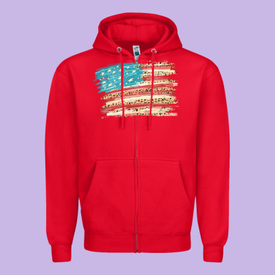 American Flag With Leopard Zipper Hoodie Designed By Howdyjamesfarm