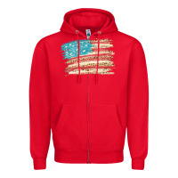 Red American flag with leopard Zipper Hoodie - HowdyJamesFarm