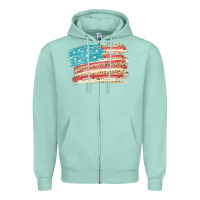Seafoam American flag with leopard Zipper Hoodie - HowdyJamesFarm