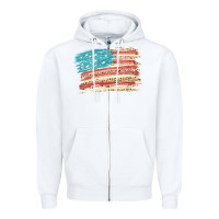 White American flag with leopard Zipper Hoodie - HowdyJamesFarm