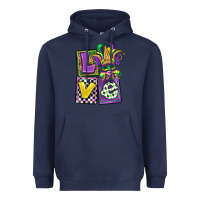 Navy love mardi gras Heavyweight Hoodie - OliviaCreatesArt