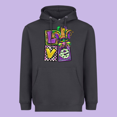 Love Mardi Gras Heavyweight Hoodie Designed By Oliviacreatesart
