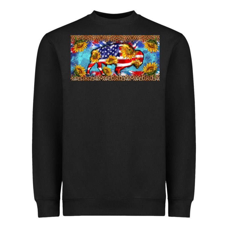 Bison Amerıcan Flag  License Plate Template Heavyweight Sweatshirt by BarkalooDesign | Teevron