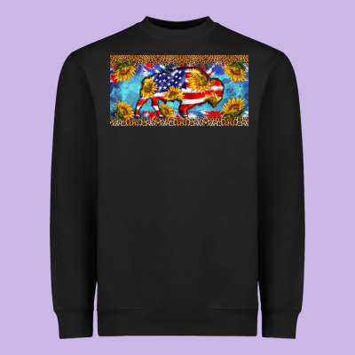 Bison Amerıcan Flag  License Plate Template Heavyweight Sweatshirt Designed By Barkaloodesign
