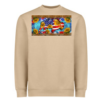 Mushroom bison amerıcan flag  license plate template Heavyweight Sweatshirt - BarkalooDesign
