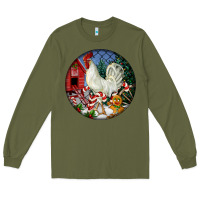 Army Green leghorn rooster christmas ornament Long Sleeve Tee - LillyAllenDesigns