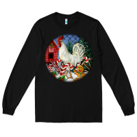Black leghorn rooster christmas ornament Long Sleeve Tee - LillyAllenDesigns