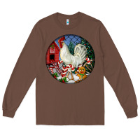 Chestnut leghorn rooster christmas ornament Long Sleeve Tee - LillyAllenDesigns