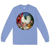Colony Blue leghorn rooster christmas ornament Long Sleeve Tee - LillyAllenDesigns