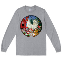 Heather Grey leghorn rooster christmas ornament Long Sleeve Tee - LillyAllenDesigns