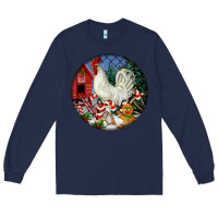 Navy leghorn rooster christmas ornament Long Sleeve Tee - LillyAllenDesigns