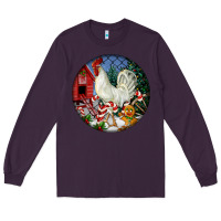 Plum leghorn rooster christmas ornament Long Sleeve Tee - LillyAllenDesigns