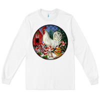 White leghorn rooster christmas ornament Long Sleeve Tee - LillyAllenDesigns
