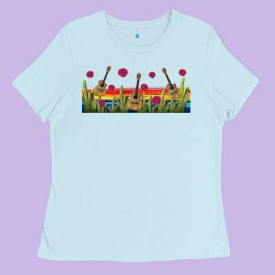 Mexican Sombrero Guitar Libbey Glass Ladies Tee Designed By Bundleandbundleshop