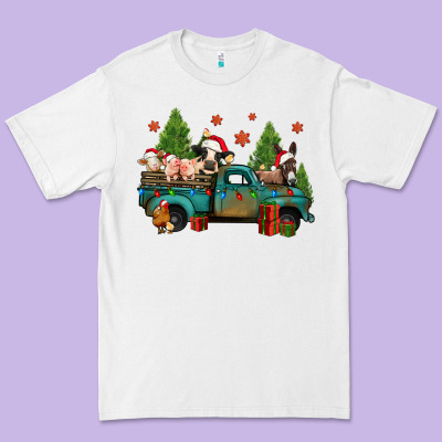Christmas Farm Animals Truck Premium Tee Designed By Jasminsmagicworld