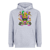 Heather Grey mardi gras mask Heavyweight Hoodie - OliviaCreatesArt