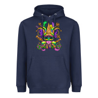 Navy mardi gras mask Heavyweight Hoodie - OliviaCreatesArt
