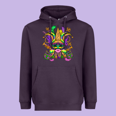 Mardi Gras Mask Heavyweight Hoodie Designed By Oliviacreatesart