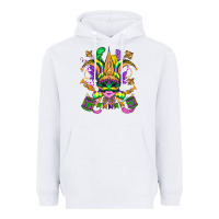 White mardi gras mask Heavyweight Hoodie - OliviaCreatesArt