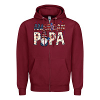 Burgundy American papa with gnome 4th of july Zipper Hoodie - HowdyJamesFarm