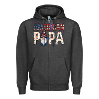 Charcoal Heather American papa with gnome 4th of july Zipper Hoodie - HowdyJamesFarm