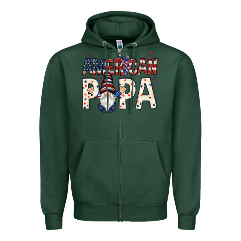 American Papa With Gnome 4th Of July Zipper Hoodie by HowdyJamesFarm | Teevron