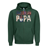 Sports Green American papa with gnome 4th of july Zipper Hoodie - HowdyJamesFarm