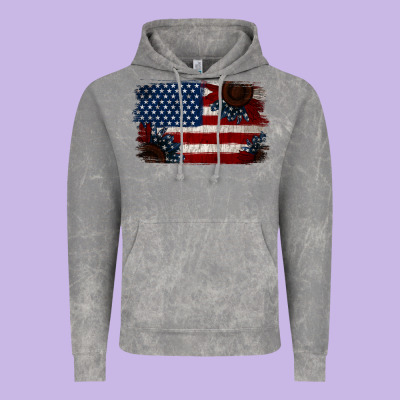 Distressed Sunflower American Flag Vintage Hoodie Designed By Jasminsmagicworld
