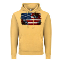 Vintage Mustard Distressed Sunflower American Flag Vintage Hoodie - Jasminsmagicworld