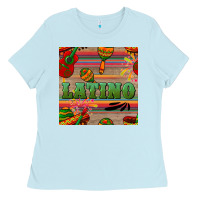 Baby Blue latino seamless pattern Ladies Tee - BundleAndBundleShop