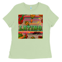 Matcha latino seamless pattern Ladies Tee - BundleAndBundleShop