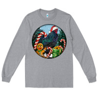 Heather Grey jersey giant rooster christmas Long Sleeve Tee - LillyAllenDesigns
