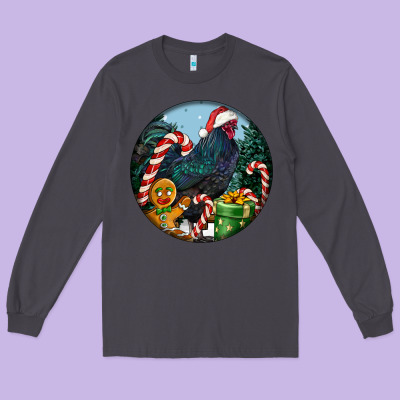 Jersey Giant Rooster Christmas Long Sleeve Tee Designed By Lillyallendesigns
