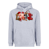 Heather Grey love with pig olivia Heavyweight Hoodie - OliviaCreatesArt