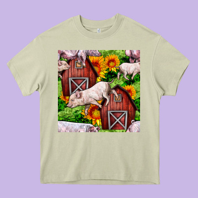 Mama And Baby Pig Heavy Core Tee Designed By Bundleandbundleshop