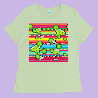 Margarita Serape Seamless Pattern Ladies Tee Designed By Bundleandbundleshop