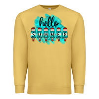Antique Gold Hello Summer Serape Turquoise Premium Sweatshirt - CowCowDesign