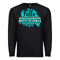 Black Hello Summer Serape Turquoise Premium Sweatshirt - CowCowDesign