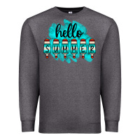 Charcoal Heather Hello Summer Serape Turquoise Premium Sweatshirt - CowCowDesign